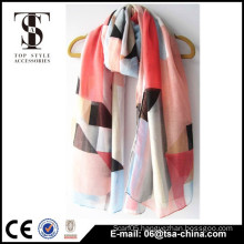 Geo patterns print fashion design spring and summer long scarf